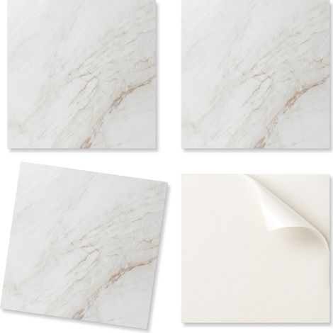 Baldosas de vinilo autoadhesivas - Decoraci贸n de pared para oficina con elegante dise帽o de m谩rmol 9x30x30 cm