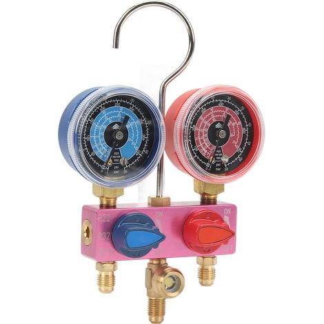 Manomètre de diagnostic Mini G1/4 à bouton métallique pour climatisation, compatible avec les réfrigérants R22, R32 et R410A.