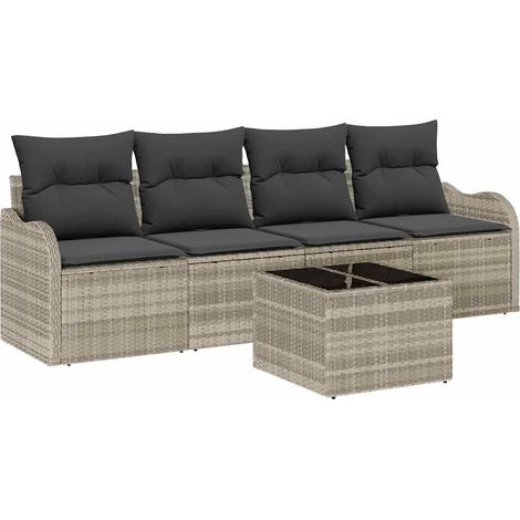 Maison Exclusive - Set Divano da Giardino Grigio chiaro polyrattan