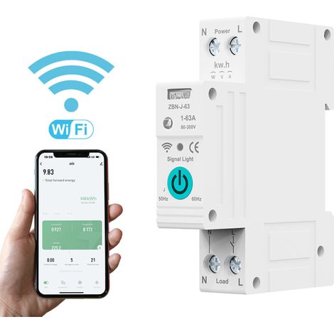 Intelligenter TUYA ZigBee-Leistungsschalter mit Fernbedienung und Sprachsteuerung: Drahtlose Verbindung über mobile App, kompatibel mit Google Assistant. (1/5)