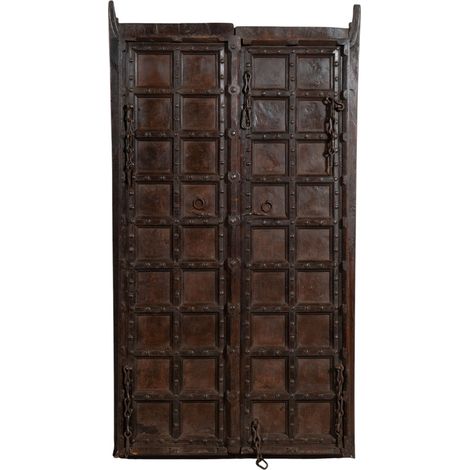 Porte en bois massif et en fer pour l'intérieur ou l'extérieur médiévale ancienne coulissante