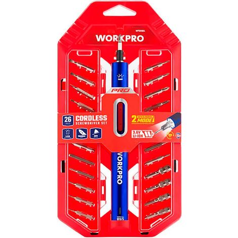 Präzisionsschraubendrehersatz Workpro 3,6 V Lithium 26 Teile