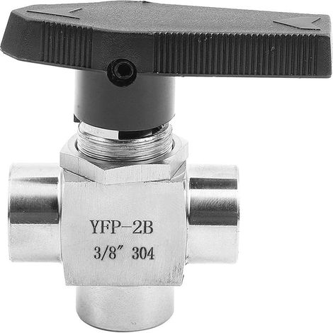 FOREHILL Vanne à Boisseau Sphérique, Robinet 3 Voies en Acier Inoxydable BSPP 1/8 (1/5)
