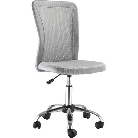 Chaise de bureau grise en maille sans accoudoirs, capacité 100 kg, pivotante 90-100 cm, design discret pratique
