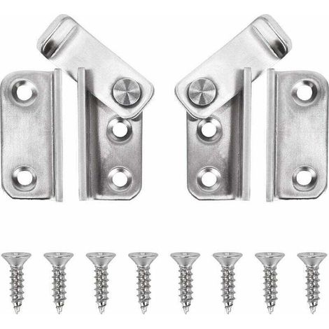 Loquet Porte Cadenas Moraillon Droite et Gauche Verrou de Porte à Pêne Coulissant en Acier Inox Crochet Antivol Loquet de Verrouillage de Boucle 2pcs (1/4)