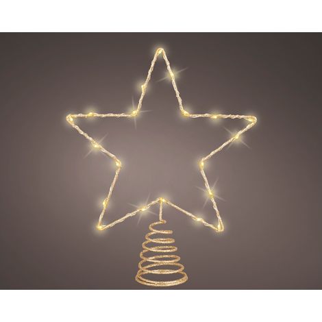 Puntale met. Stella oro c/micro LED 22x27cm (1/3)