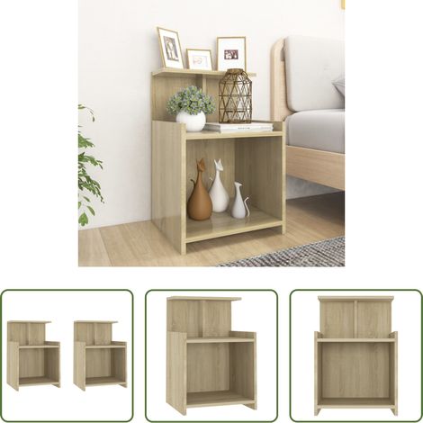 vidaXL Étagères -  Tables de chevet 2 pcs Chêne sonoma 40x35x60 cm Aggloméré (1/5)