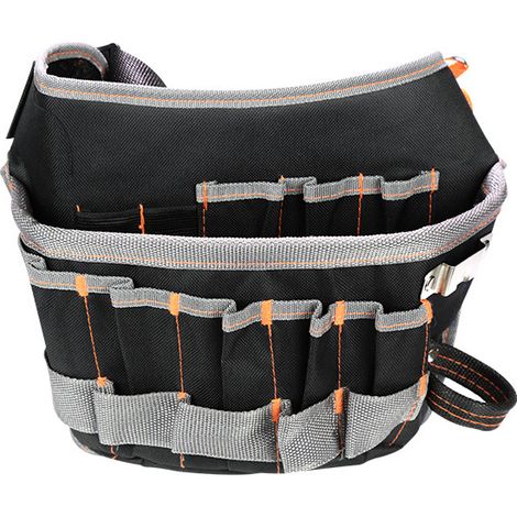 Sacoche ceinture porte-outils pour menuisier, constructeur, électricien, jardinage, multifonctionnelle et robuste, noire, longueur 26,6 cm, hauteur 24 cm (1/5)