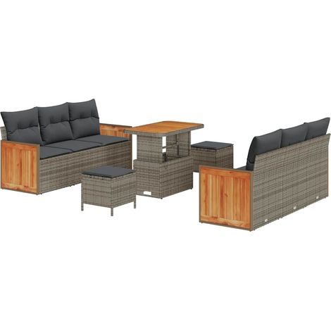 Maison Exclusive - Set Divano da Giardino con cuscino 11 pcs Grigio polyrattan