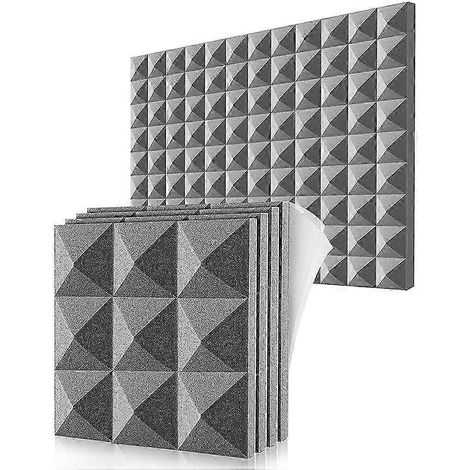 Lot de 12 panneaux en mousse acoustique auto-adhésifs pour l'insonorisation, décoration murale, studio de musique, chambre à coucher, maison, 5 x 30 x 30 cm (1/5)