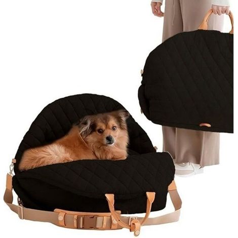 Porte-Siège de Voiture pour Animaux avec Anneaux de Sécurité, Poches de Rangement et Base Antidérapante, 42.9×33.8×45 cm- noir (1/5)