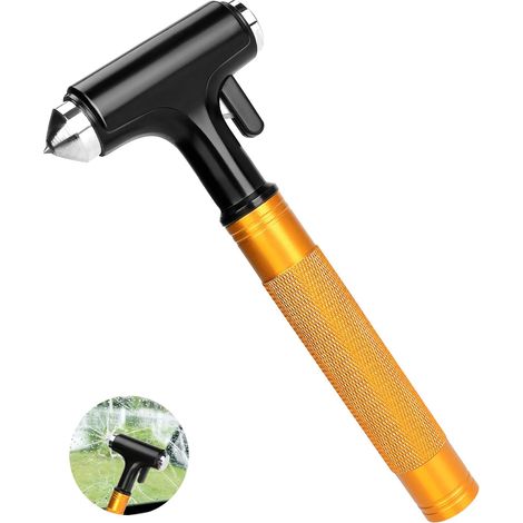 Marteaux de Secours, Fenêtre de Voiture Marteau Métal Portable Coupe Ceinture Outil Antidérapage, Briser Vitre et Fenêtre, Adapté pour Le Camping, Randonnée en Plein air, Voyage (1/5)