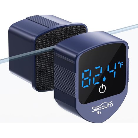 Nettoyeur magnétique pour verre d'aquarium avec thermomètre numérique, nettoyeur d'aquarium 2 en 1, mini thermomètre magnétique brosse uniquement pour aquarium en verre, outil de nettoyage (1/5)