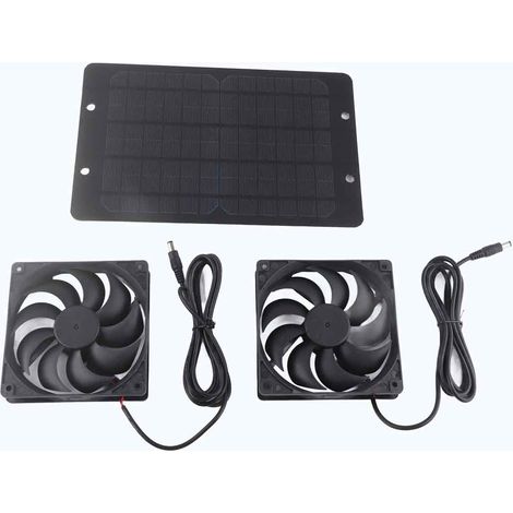 2 Ventilateur solaire, Extracteur d'air double, Panneau 10W, Ventilation extérieure, Serre, Camping-car (1/5)
