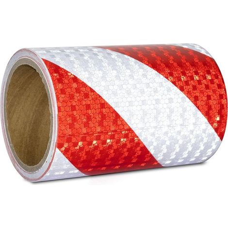 Ruban Reflechissant Adhesif Rouge et Blanc 15cm x 10m Bande Reflechissante Autocollante Imperméable Bande Réfléchissante pour véhicules, voitures (1/5)