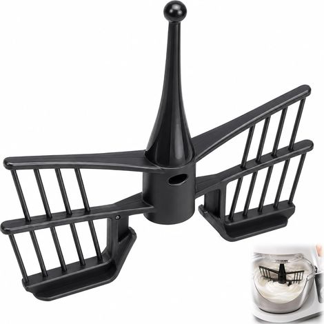 Butterfly Whisk, Compatible with TM31 TM5 TM6, Food Grade ABS Whisk Beater Replacement Accessory for Kitchen Processor, Snow White Cream Mix Foam Sauce, Black (1/5)