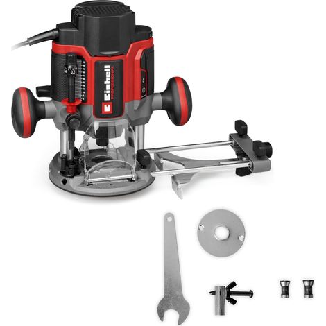 Fresatrice Einhell Professional TP-RO 1400 E (1400 W, altezza di soll. 55 mm, pinze di serraggio Ø 6 e 8 mm, luce a LED, incl. Guida parallela, punta del compasso, manicotto copiatore e utensile) (1/5)