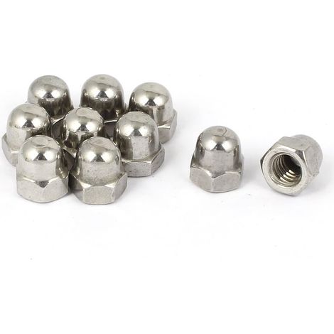 10pcs Écrou Borgnes Hexagonal 1/4"-20 Acier Inoxydable Argenté