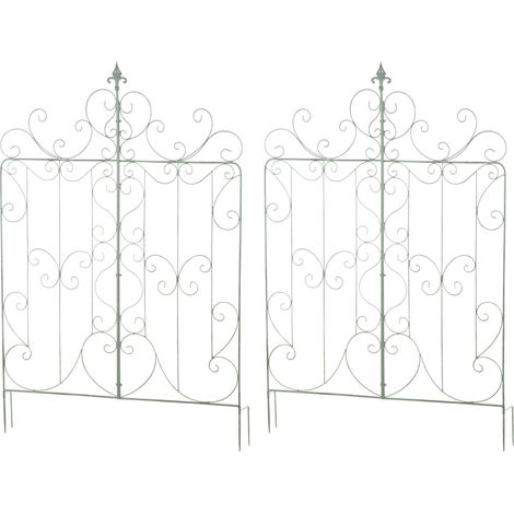 Set 2 supporti a traliccio da giardino per piante rampicanti 133x99 cm in metallo verde invecchiato 100003839