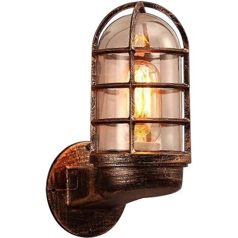 Applique murale vintage en fer et cuivre avec rosace, lampe de style loft vintage, applique murale industrielle fixe d'intérieur. (1/5)