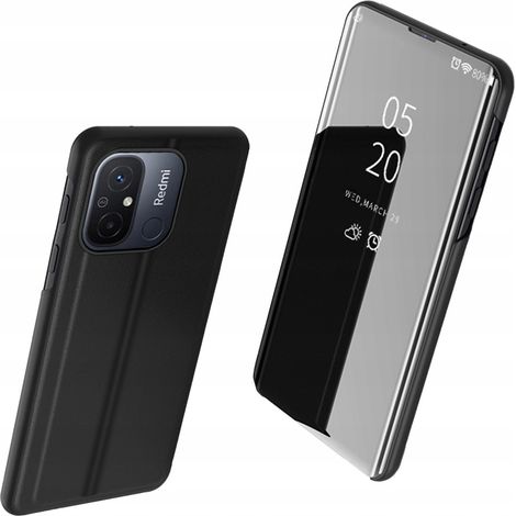 Cover trasparente con patta per Xiaomi Redmi 11A / Poco C55 / Redmi 12C, colore nero. (1/5)