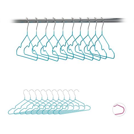 Set da 40 Grucce per Bambini e Neonati, Salvaspazio, Stampelle, 30 cm, Ferro Rivestito in PVC, Turchese (1/5)
