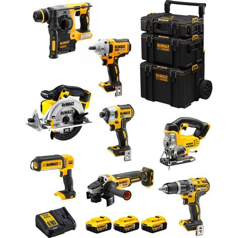 DeWALT Kit DWK800 (DCD796 + DCH273 + DCG405 + DCF887 + DCF894 + DCS331 + DCS391 + DCL050 + 3 x 5,0 Ah + DCB115 + Carro 3en1) (1/5)