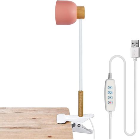 Lampada Scrivania LED Clip Fissabile Scrivania Letto Rosa 40 cm (1/4)