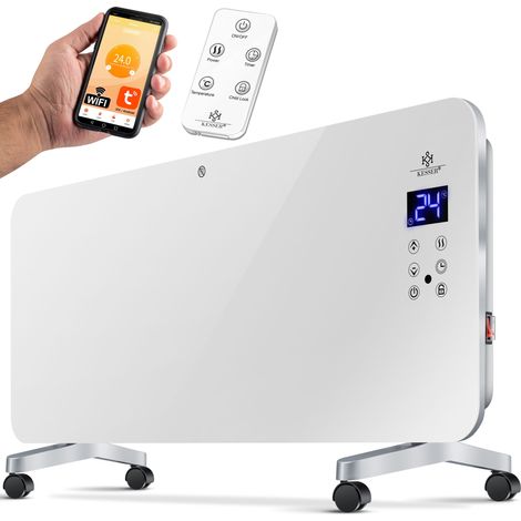KESSER® Chauffage électrique en verre Convecteur Chauffage électrique Radiateur Touch Display Blanc / 2000 Watt (1/5)