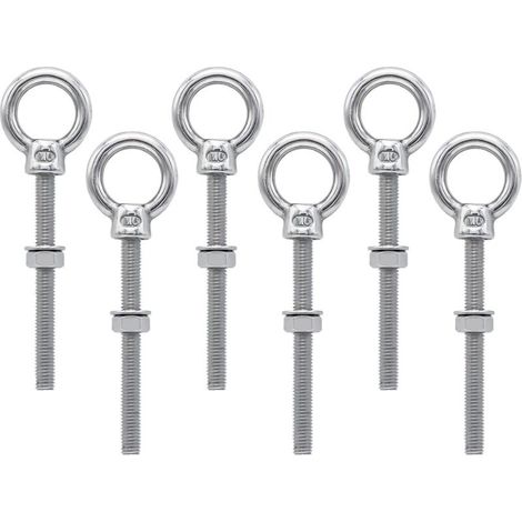 Vis à anneau M6 en acier inoxydable 304 – Longueur 91 mm – Lot de 6 – Fixation sécurisée pour chantiers et espaces extérieurs
