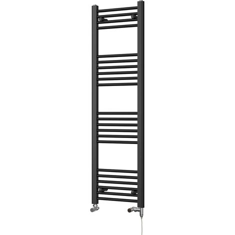 Zennor - Black Dual Fuel Towel Rail H1400mm x W400mm Standard - Straight (1/3)