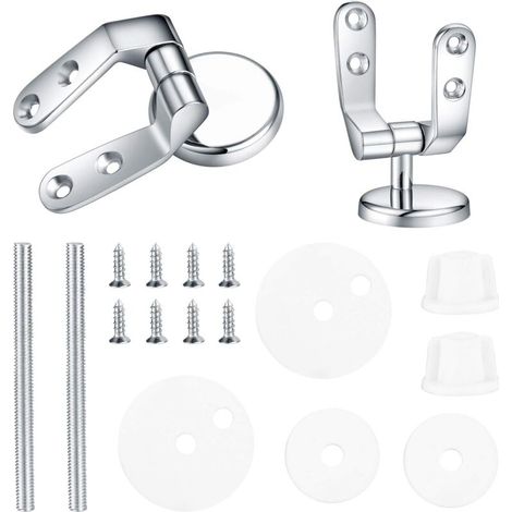 Toilet Seat Hinge, Toilet Seat Replacement Fixing Kit, Toilet Hinge Fixings, for Wood Resin Toilet Seats - 2 Pcs (1/5)