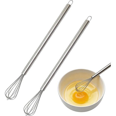 Mini Fouet INOX 23 cm Lot de 2, Petit Fouet Cuisine pour Tasse et Petites Portions, Fouet Manuel pour Battre Œufs, Mélanger Sauce, Matcha et Cacao, Fouet Lait pour Mousse de Lait (1/5)