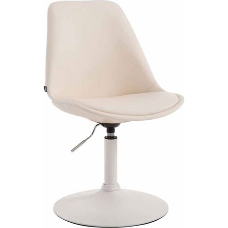 Chaise de salle à manger x1 pivotante hauteur réglable en PVC crème et pied trompette en métal blanc 100008272 (1/3)