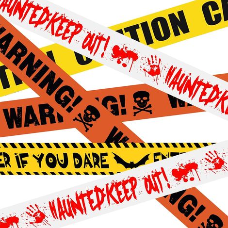 Ruban de Danger Halloween 4 Pièces, 9.1m Chaque – Bande Danger Zombie, Ruban Barrière pour Fête, Maison Hantée, Jardin (1/5)