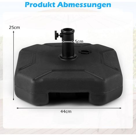 Befüllbarer Sonnenschirmständer, 17,5 l Wasser oder 30 kg Sand, HDPE