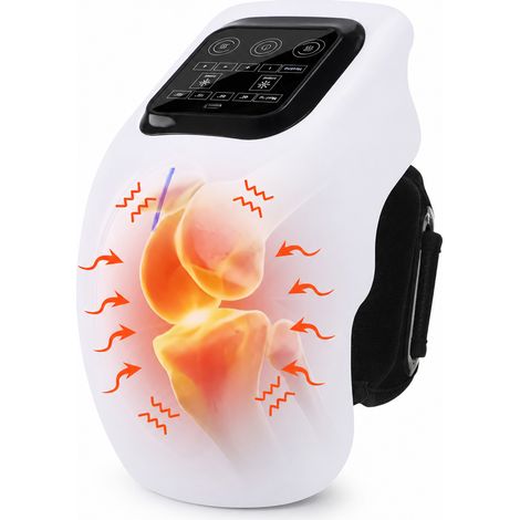 Masseur de Genou Rechargeable avec Chaleur et Vibrations, 4 Niveaux de Chauffage