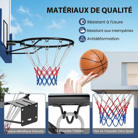 Wall Mounted Basketball Hoop with Double Spring and All Weather Net (1/5)