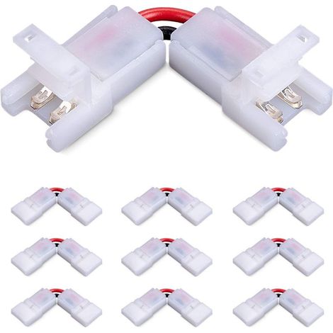 Connecteur Ruban LED à 2 broches pour coin angle droit 90 angle Tournage Connexion de 8mm Wide Simple couleur LED Strip Bande 12V 24V Max ampères 8 mm (1/4)
