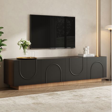 CHICFURN Mueble TV bajo 170x38x42 cm de MDF y PB negro, 4 puertas, almacenaje (1/5)