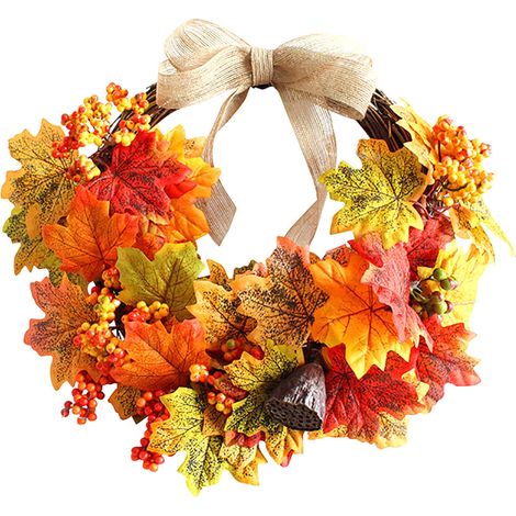 Guirlande Feuille D'érable - Décoration Murale et Porte - 37 x 45 cm - En Plastique - Pour Fêtes et Intérieur - 1 Pièce (1/5)