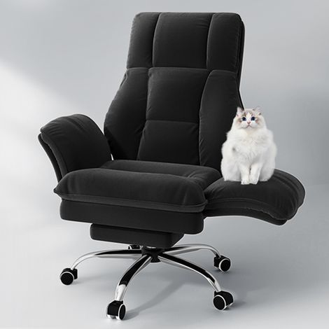 Chaise de bureau ergonomique - Chaise gaming avec repose-pieds, dossier inclinable jusqu’à 135°, pivotante, accoudoirs rabattables, dossier haut