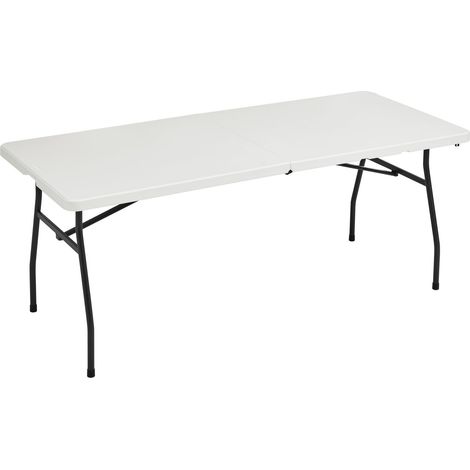 Table pliante rectangulaire de 1,8 m avec poignée de transport, pour intérieur et extérieur, portable, légère, table de voyage, pique-nique, camping, blanc, 182 x 75 x 73 cm (1/5)