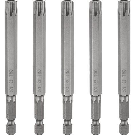5Pcs Embout Tournevis Torx TT50 1/4" Hex Tige Longueur 4" (100mm) (1/5)