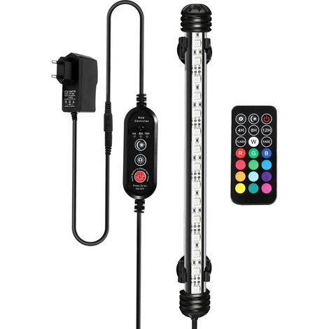 Lampe Aquarium LED, RGB avec télécommande sans fil Étanche LED Lumière Aquarium D'éclairage -38.5cm (1/5)