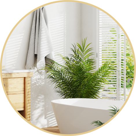 Miroir mural rond dia. 70 cm cadre métal doré (1/4)