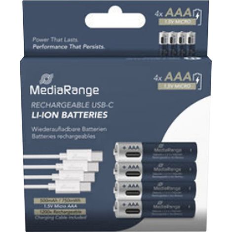 MEDIARANGE Batterie Li-Ion MRBAT160 AAA Pack de 4