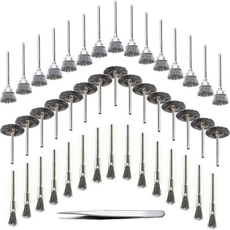 45 Pièces Outil de Perceuse à Bois Brosse Métallique Fil d'Acier Inoxydable Brosse de Perceuse Rotative en Métal, Argent (Acier Inoxydable) (1/5)