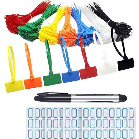 APEX Kabelbinder in verschiedenen Farben, 250 Stück, Kabelmarkierungsbinder aus Nylon, Kabelmanagement-Etiketten für Zuhause, Büro, Garten, Garage, Werkstatt, 150 mm x 3 mm (1/5)