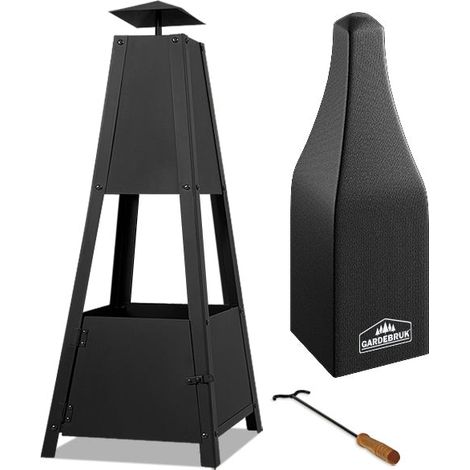 Fire pit pyramid 102cm with lockable door and sturdy metal design 200814277